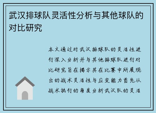 武汉排球队灵活性分析与其他球队的对比研究